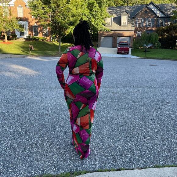 🛍️ Multi-Print Curvy Plus Sheer Dress 1X - 3X (BOUTIQUE) - Picture 3 of 4